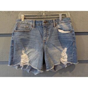 Sofia Jeans Shorts Womens 8 Blue Denim Distressed Cutoff Lila Raw Hem 4.5 Inseam